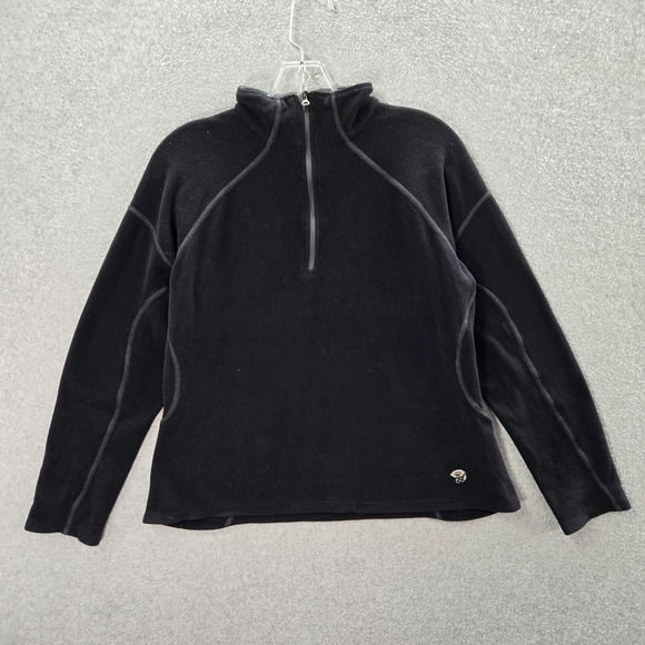 Mountain Hardwear Women Jacket Medium Black Fleece Logo Outdoor 1/4 Zip - Picture 1 of 8